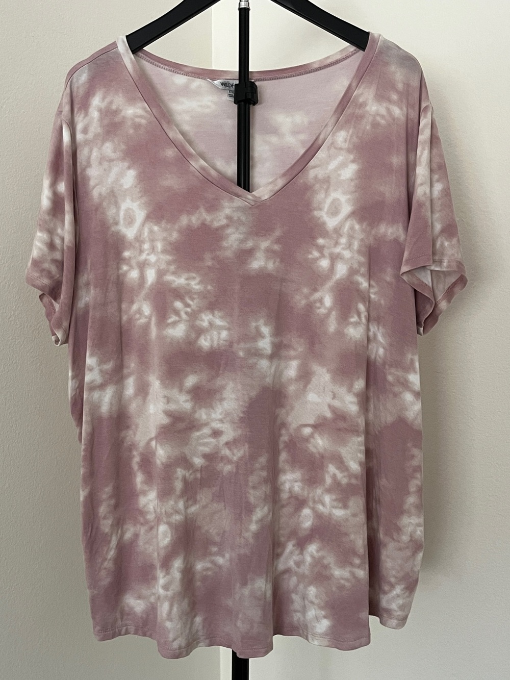💗 Wildfox Tie Dye V-Neck Top | XXL Soft | Relaxed Fit | Dusty Pink